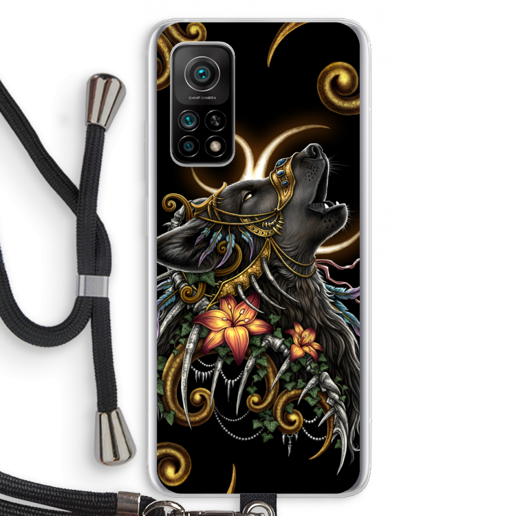 Huilende Wolf: Xiaomi Mi 10T 5G Transparant Hoesje met koord
