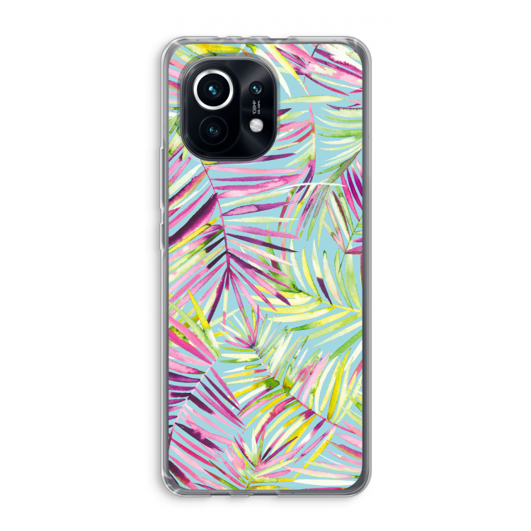 Tropical Palms Blue: Xiaomi Mi 11 Transparant Hoesje