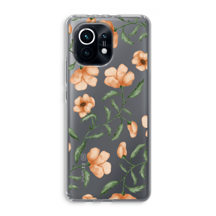 Peachy flowers: Xiaomi Mi 11 Transparant Hoesje