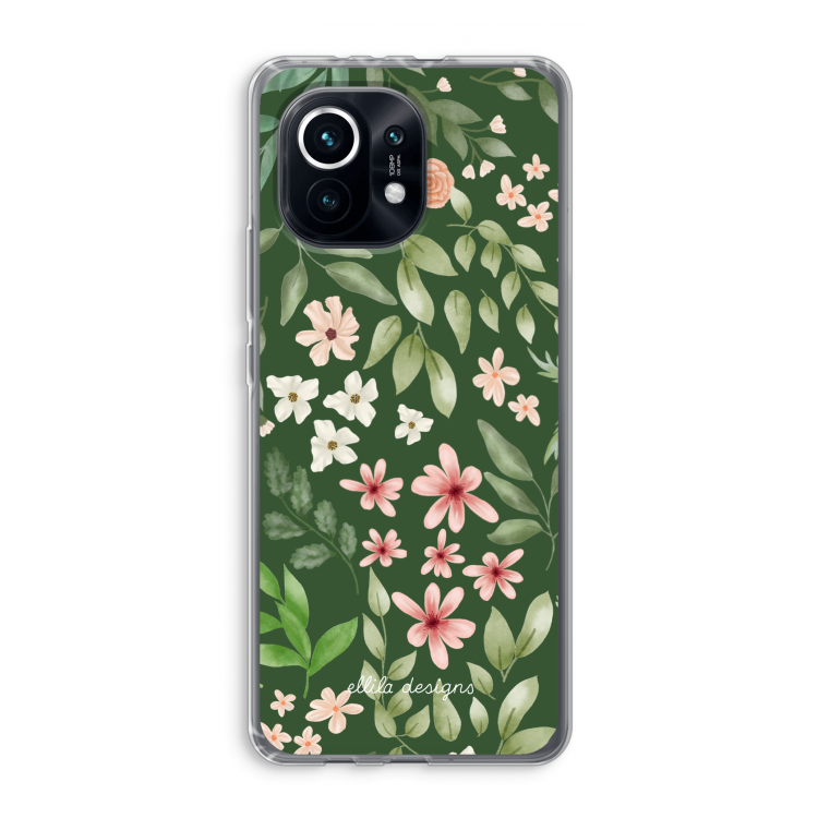 Botanical green sweet flower heaven: Xiaomi Mi 11 Transparant Hoesje