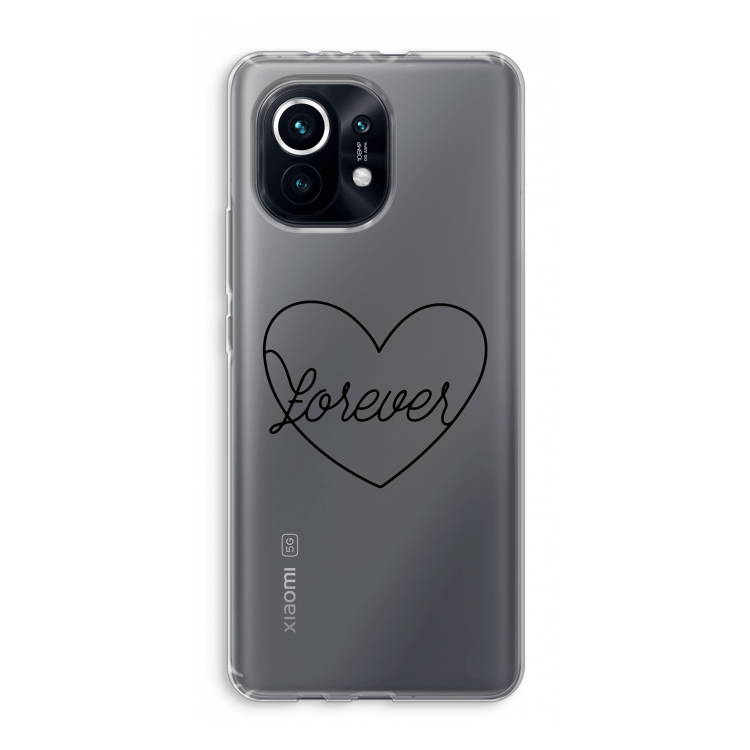 Forever heart black: Xiaomi Mi 11 Transparant Hoesje