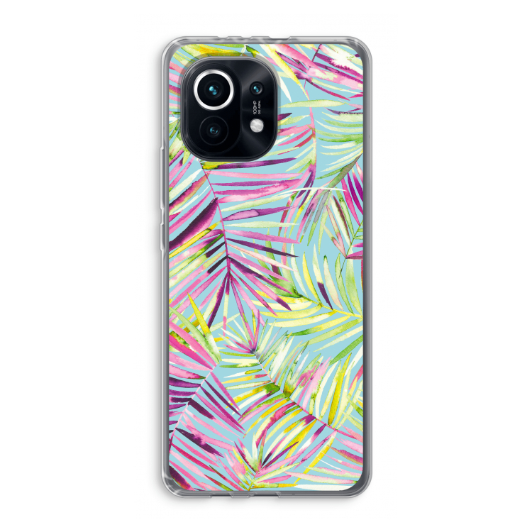 Tropical Palms Blue: Xiaomi Mi 11 Transparant Hoesje