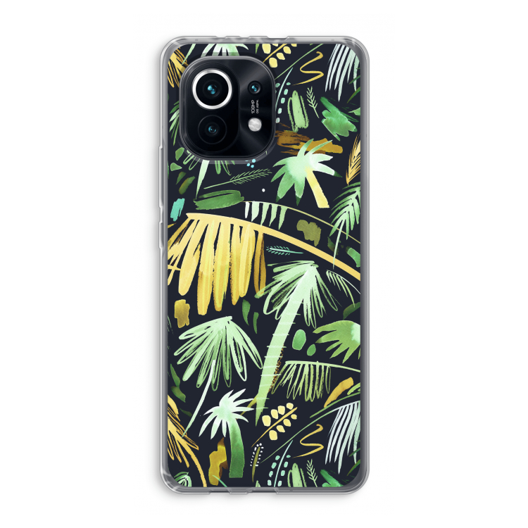 Tropical Palms Dark: Xiaomi Mi 11 Transparant Hoesje