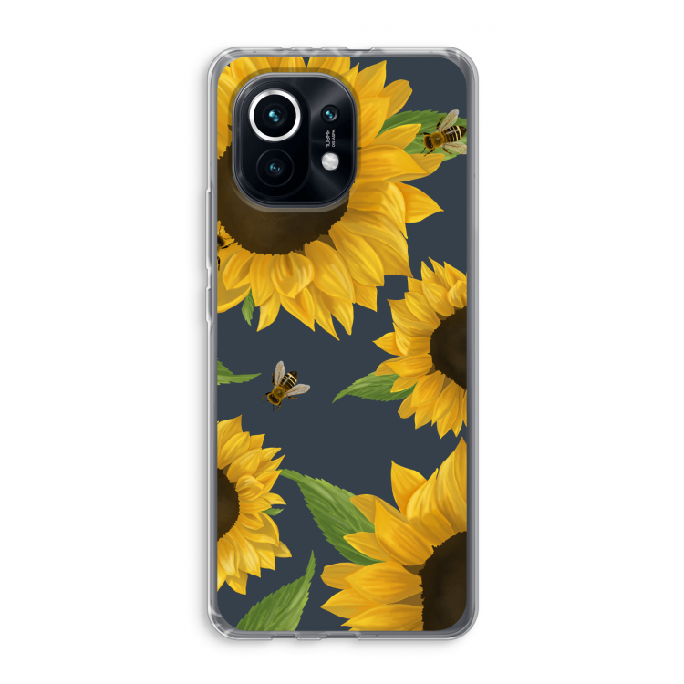 Sunflower and bees: Xiaomi Mi 11 Transparant Hoesje