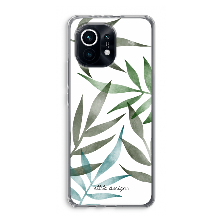 Tropical watercolor leaves: Xiaomi Mi 11 Transparant Hoesje