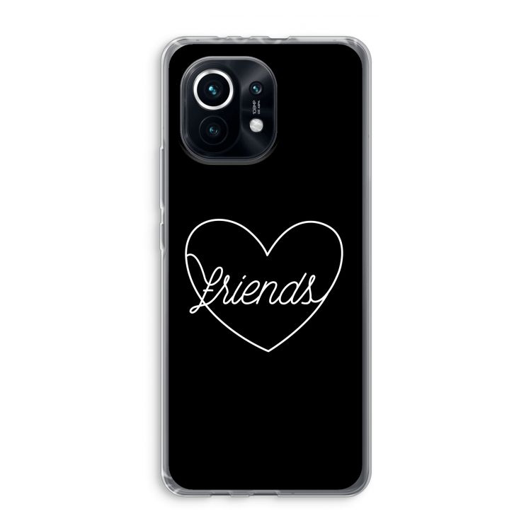 Friends heart black: Xiaomi Mi 11 Transparant Hoesje