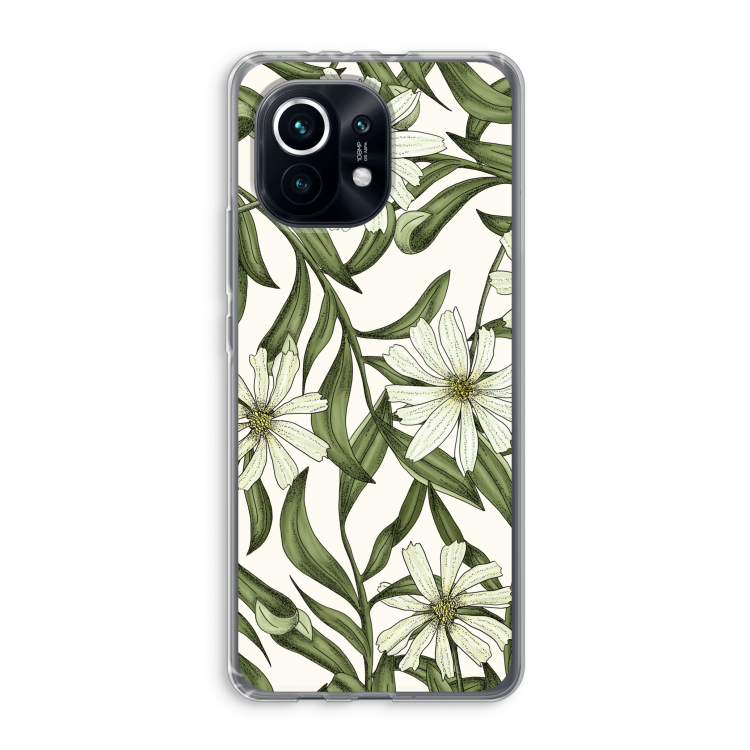 Wit bloemenpatroon: Xiaomi Mi 11 Transparant Hoesje