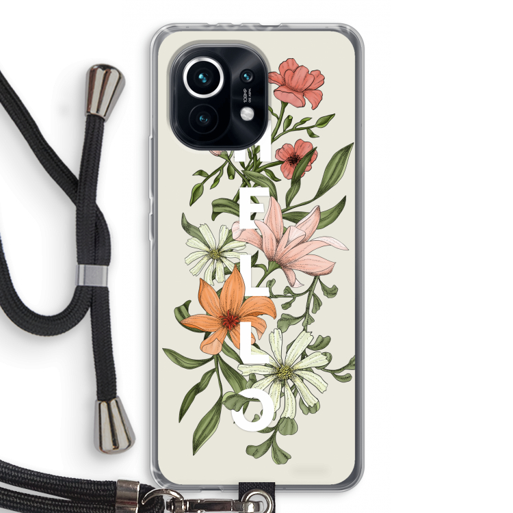 Hello bloemen: Xiaomi Mi 11 Transparant Hoesje met koord