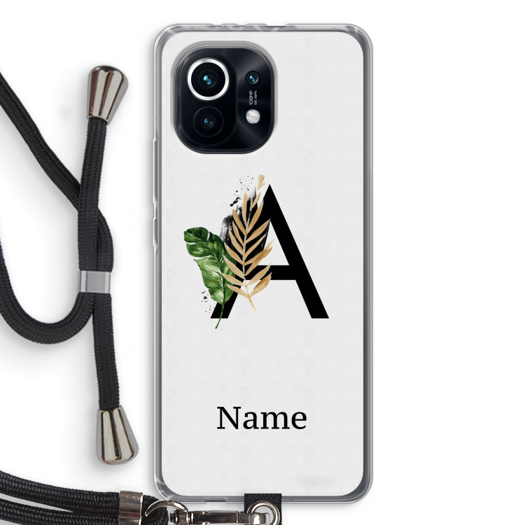 Charcoal Flora: Xiaomi Mi 11 Transparant Hoesje met koord