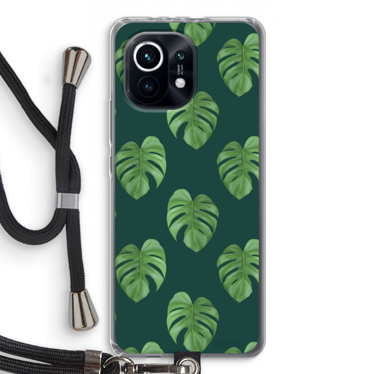 Monstera leaves: Xiaomi Mi 11 Transparant Hoesje met koord