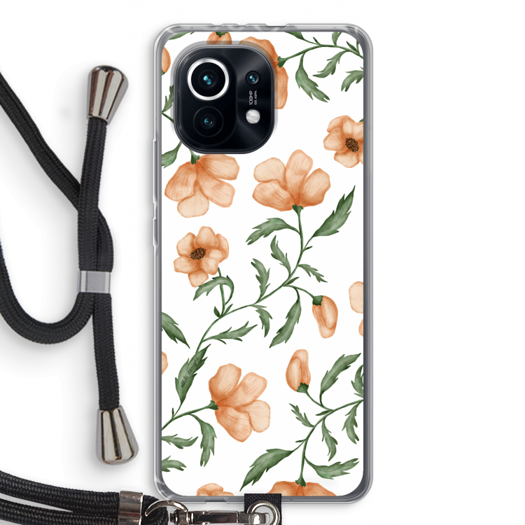 Peachy flowers: Xiaomi Mi 11 Transparant Hoesje met koord