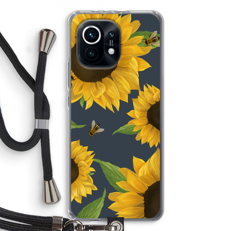 Sunflower and bees: Xiaomi Mi 11 Transparant Hoesje met koord