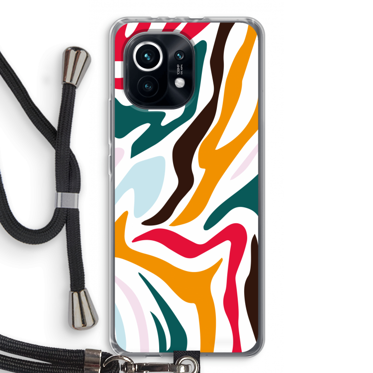 Colored Zebra: Xiaomi Mi 11 Transparant Hoesje met koord