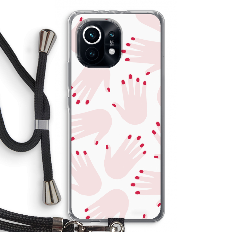 Hands pink: Xiaomi Mi 11 Transparant Hoesje met koord