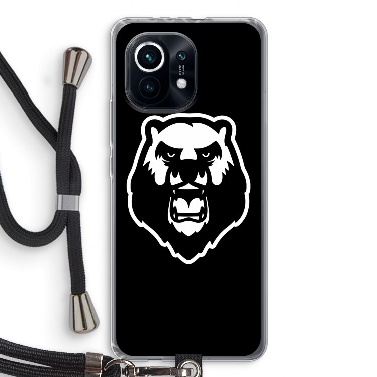 Angry Bear (black): Xiaomi Mi 11 Transparant Hoesje met koord