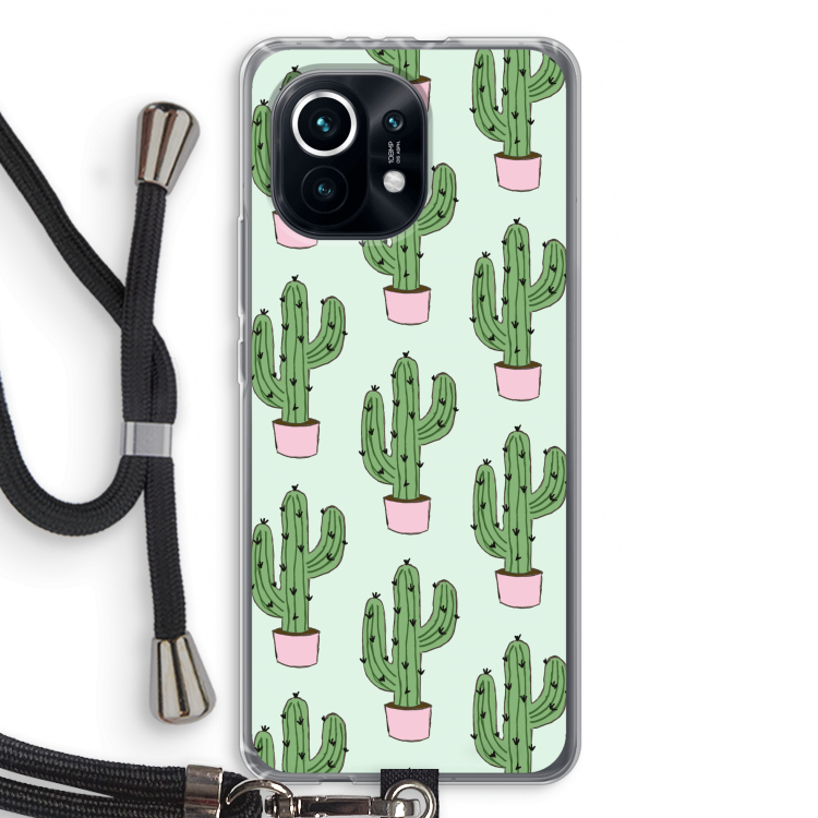 Cactus Lover: Xiaomi Mi 11 Transparant Hoesje met koord