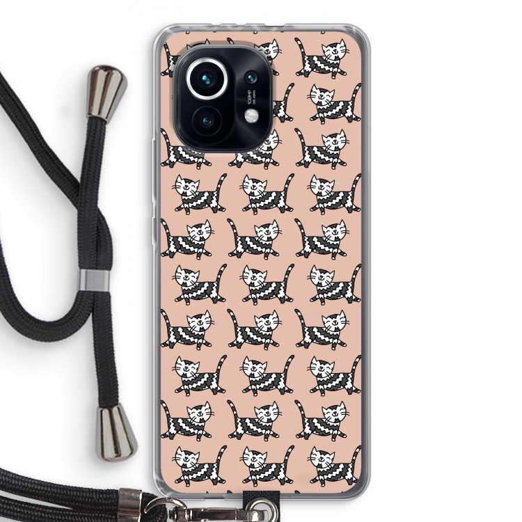 Zwarte poes: Xiaomi Mi 11 Transparant Hoesje met koord