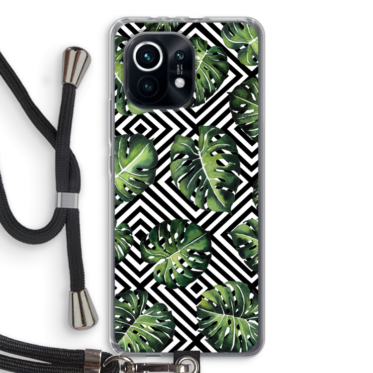 Geometrische jungle: Xiaomi Mi 11 Transparant Hoesje met koord