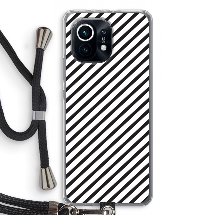 Strepen zwart-wit: Xiaomi Mi 11 Transparant Hoesje met koord