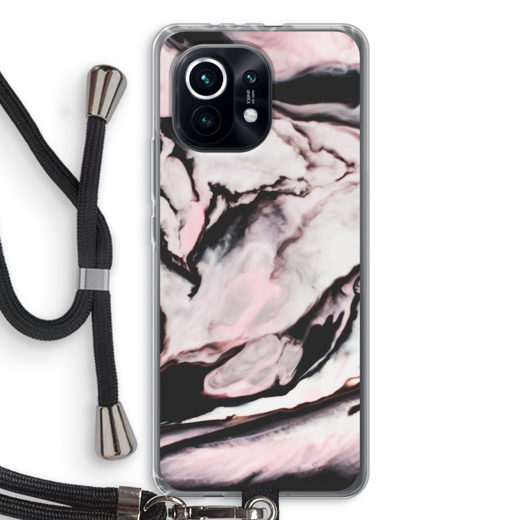 Roze stroom: Xiaomi Mi 11 Transparant Hoesje met koord