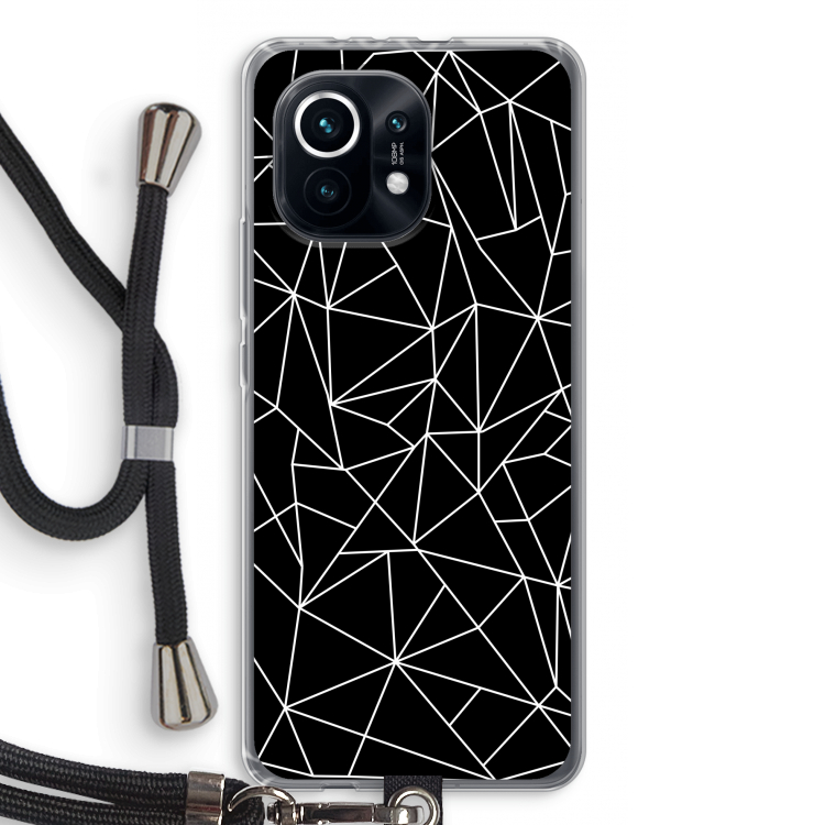 Geometrische lijnen wit: Xiaomi Mi 11 Transparant Hoesje met koord