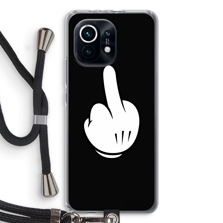 Middle finger black: Xiaomi Mi 11 Transparant Hoesje met koord