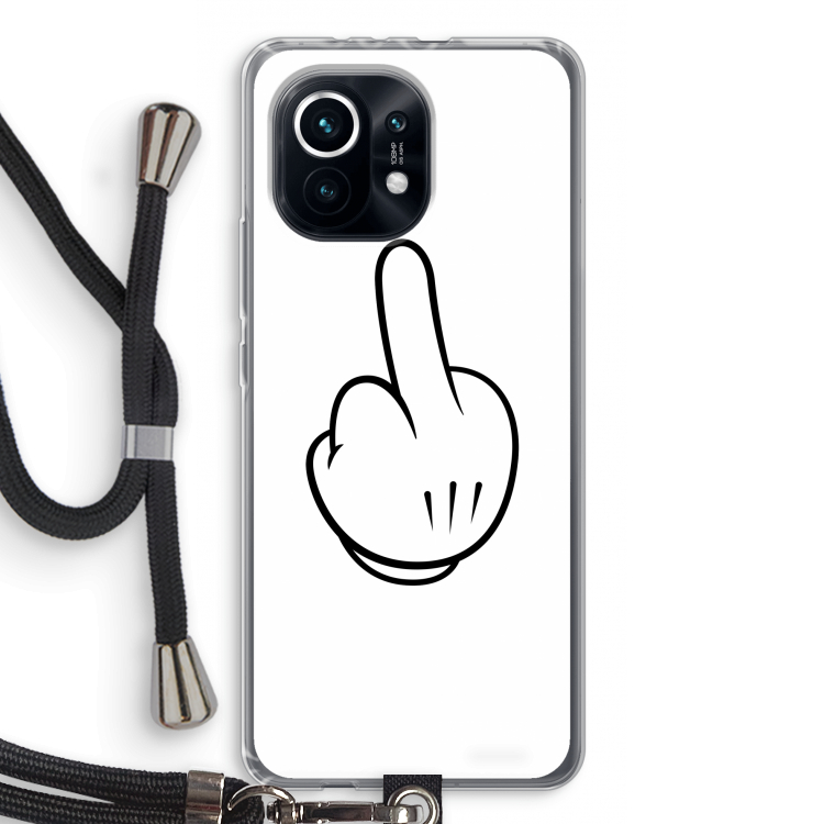 Middle finger white: Xiaomi Mi 11 Transparant Hoesje met koord