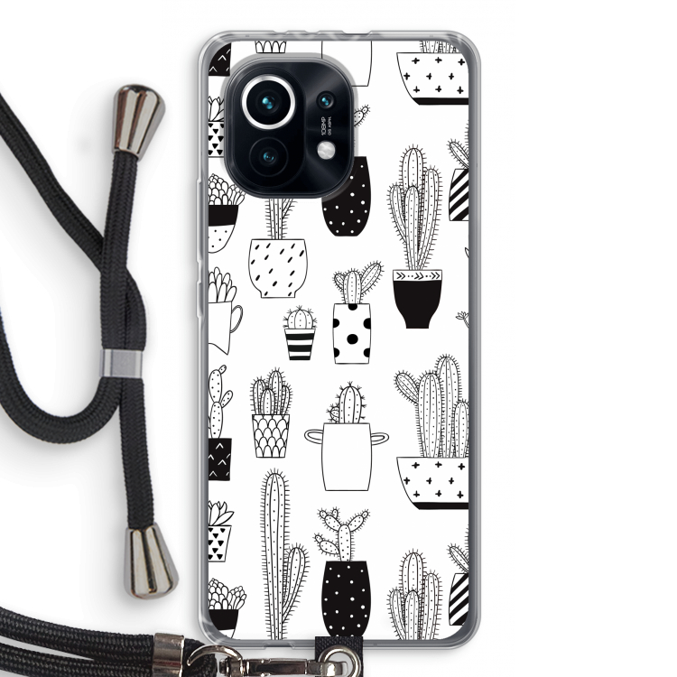 Cactusmotief: Xiaomi Mi 11 Transparant Hoesje met koord