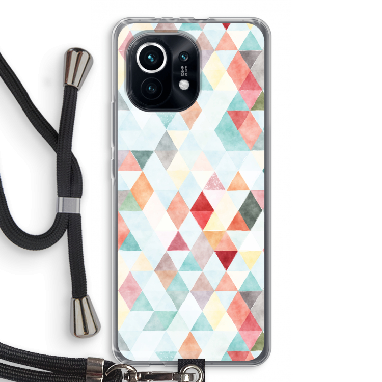 Gekleurde driehoekjes pastel: Xiaomi Mi 11 Transparant Hoesje met koord