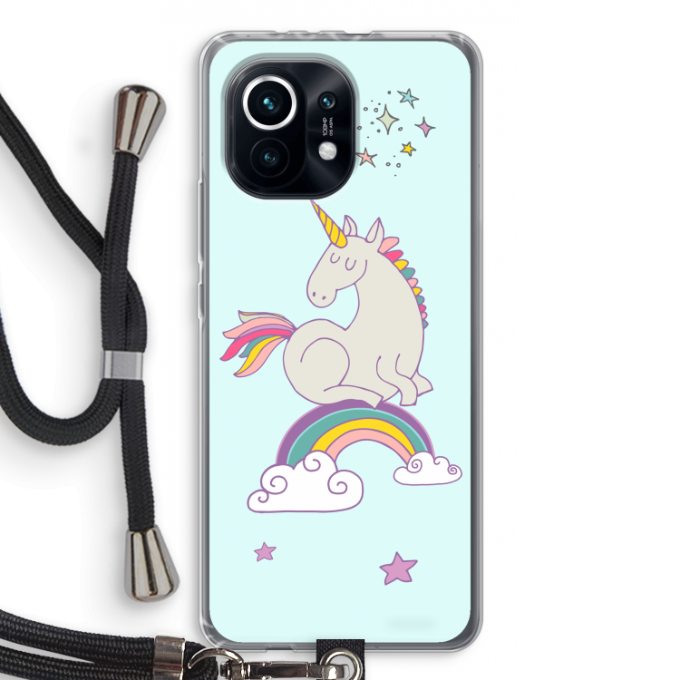 Regenboog eenhoorn: Xiaomi Mi 11 Transparant Hoesje met koord