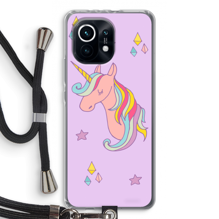 Roze eenhoorn: Xiaomi Mi 11 Transparant Hoesje met koord
