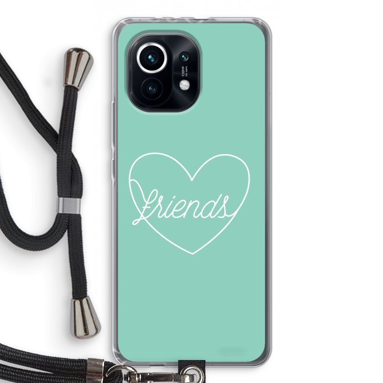 Friends heart pastel: Xiaomi Mi 11 Transparant Hoesje met koord
