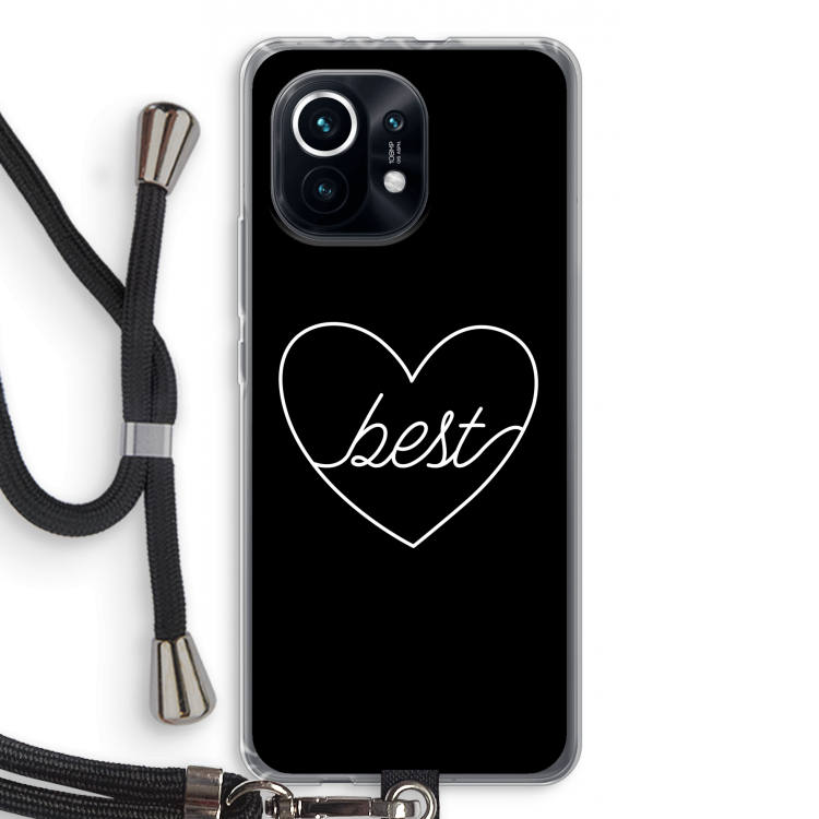 Best heart black: Xiaomi Mi 11 Transparant Hoesje met koord