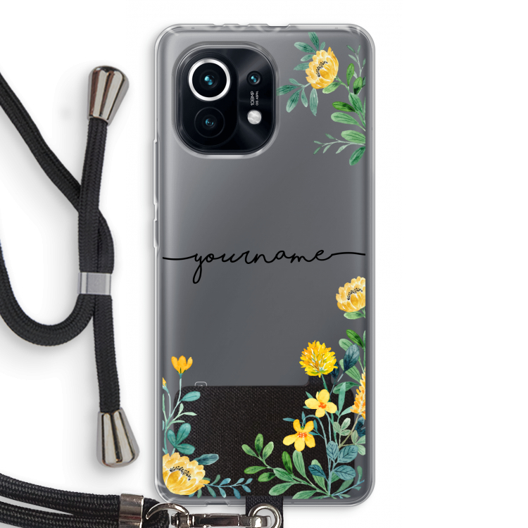 Gele bloemen: Xiaomi Mi 11 Transparant Hoesje met koord