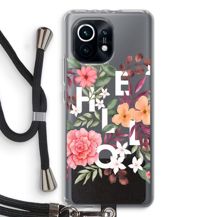 Hello in flowers: Xiaomi Mi 11 Transparant Hoesje met koord