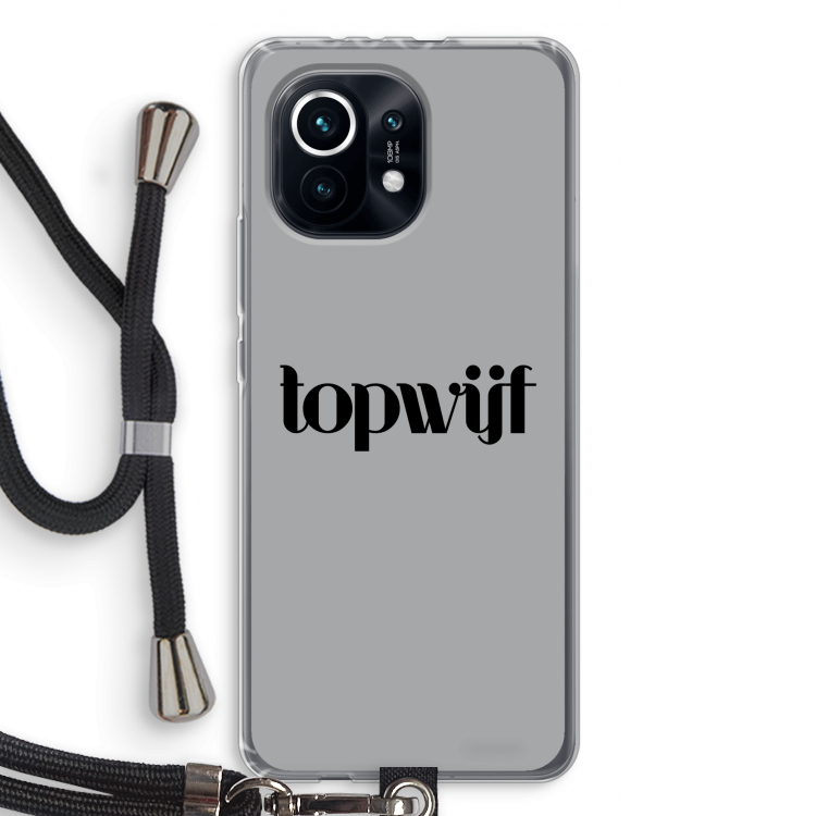 Topwijf Grijs Zwart: Xiaomi Mi 11 Transparant Hoesje met koord