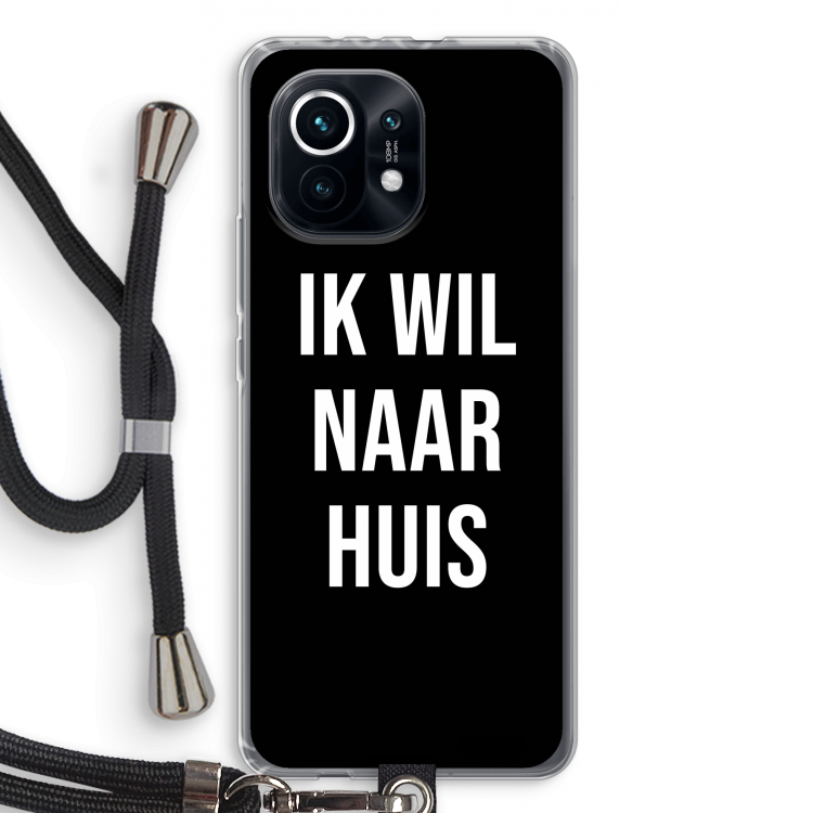 Ik wil naar huis - Zwart: Xiaomi Mi 11 Transparant Hoesje met koord
