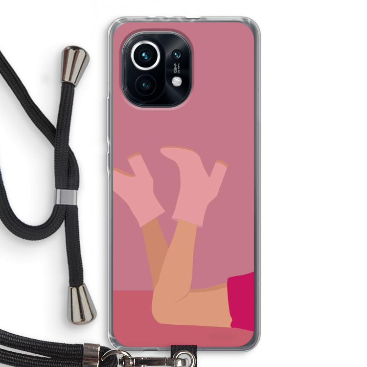Pink boots: Xiaomi Mi 11 Transparant Hoesje met koord