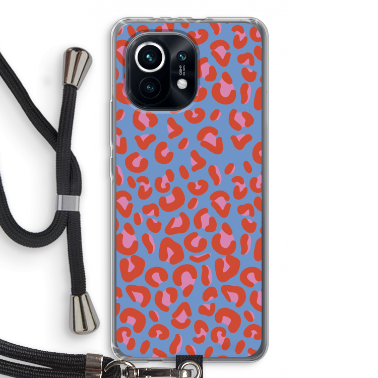 Leopard blue: Xiaomi Mi 11 Transparant Hoesje met koord