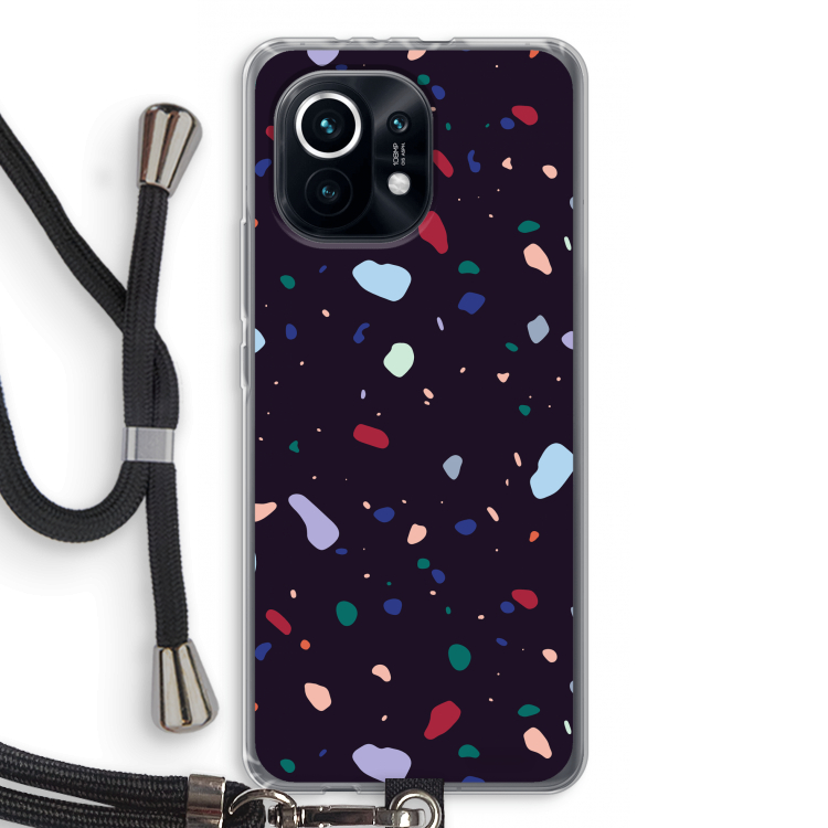 Dark Rounded Terrazzo: Xiaomi Mi 11 Transparant Hoesje met koord
