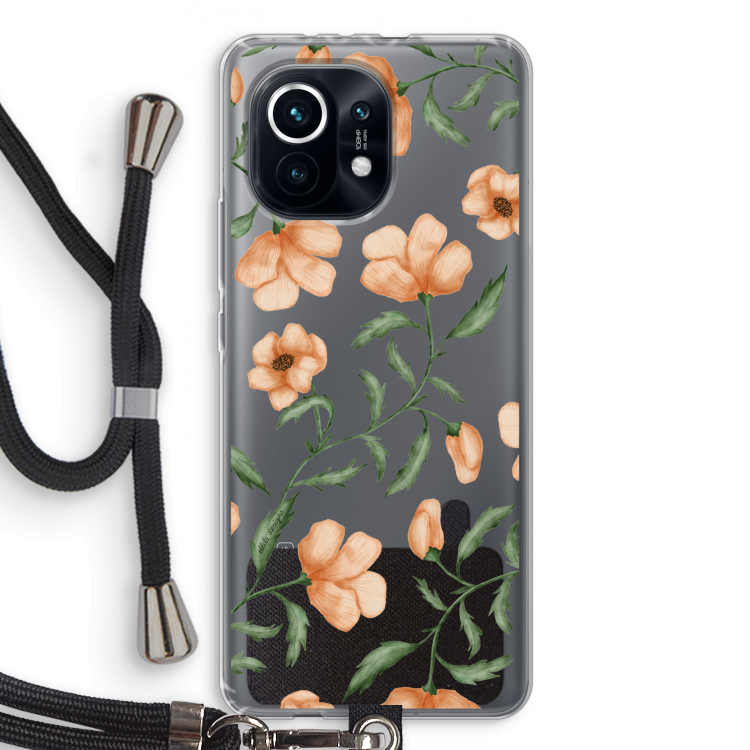 Peachy flowers: Xiaomi Mi 11 Transparant Hoesje met koord