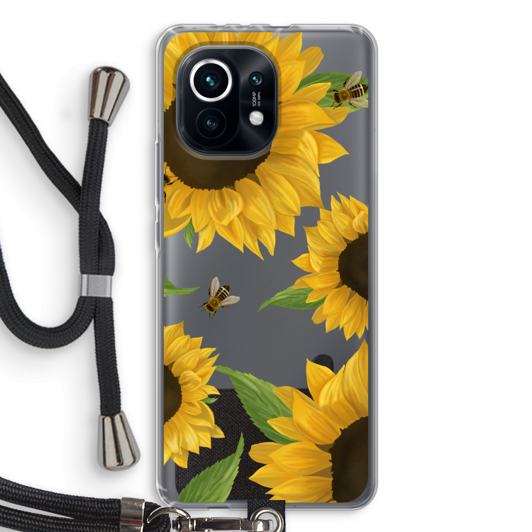 Sunflower and bees: Xiaomi Mi 11 Transparant Hoesje met koord