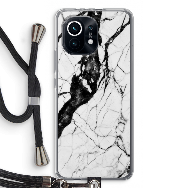 Witte marmer 2: Xiaomi Mi 11 Transparant Hoesje met koord