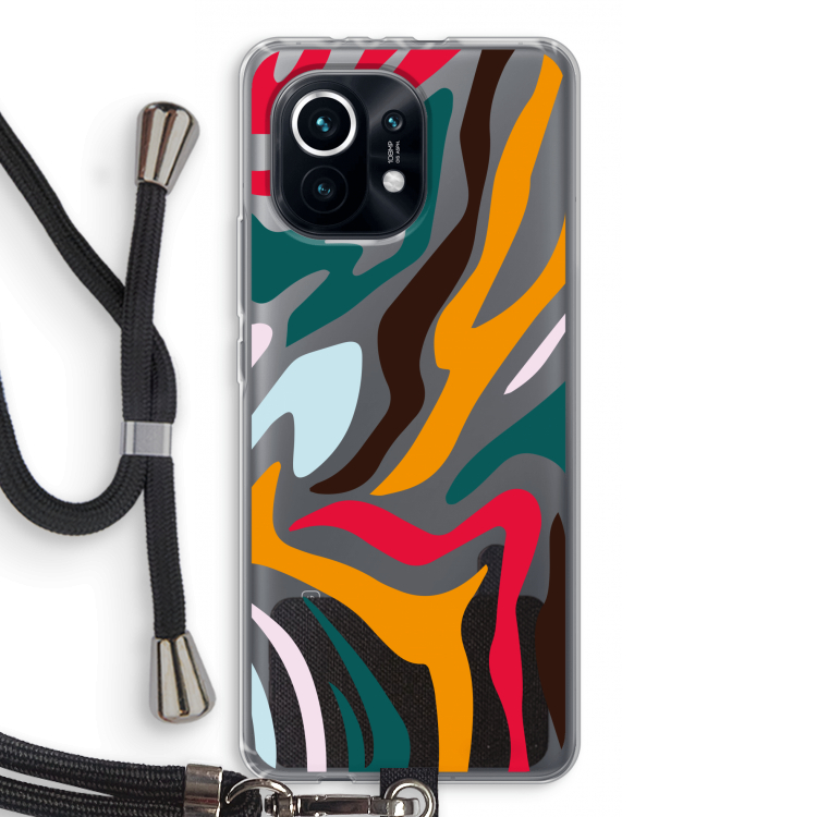 Colored Zebra: Xiaomi Mi 11 Transparant Hoesje met koord