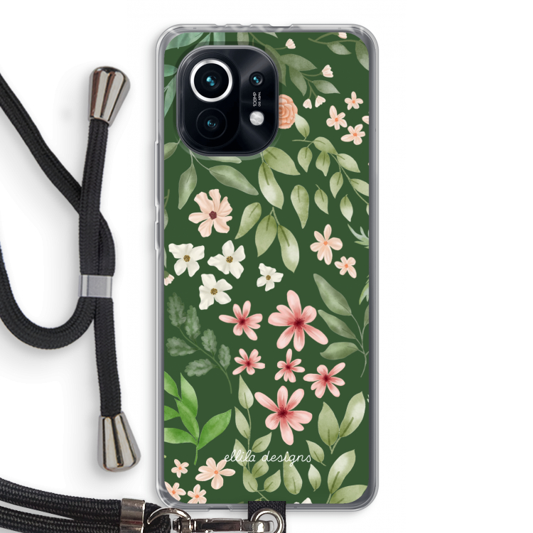 Botanical green sweet flower heaven: Xiaomi Mi 11 Transparant Hoesje met koord