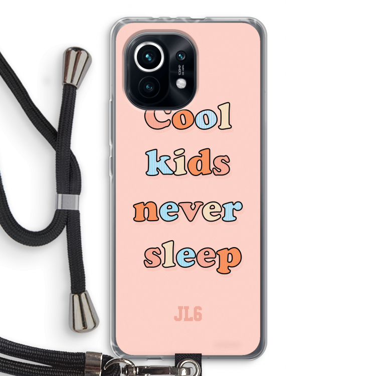 Cool Kids Never Sleep: Xiaomi Mi 11 Transparant Hoesje met koord