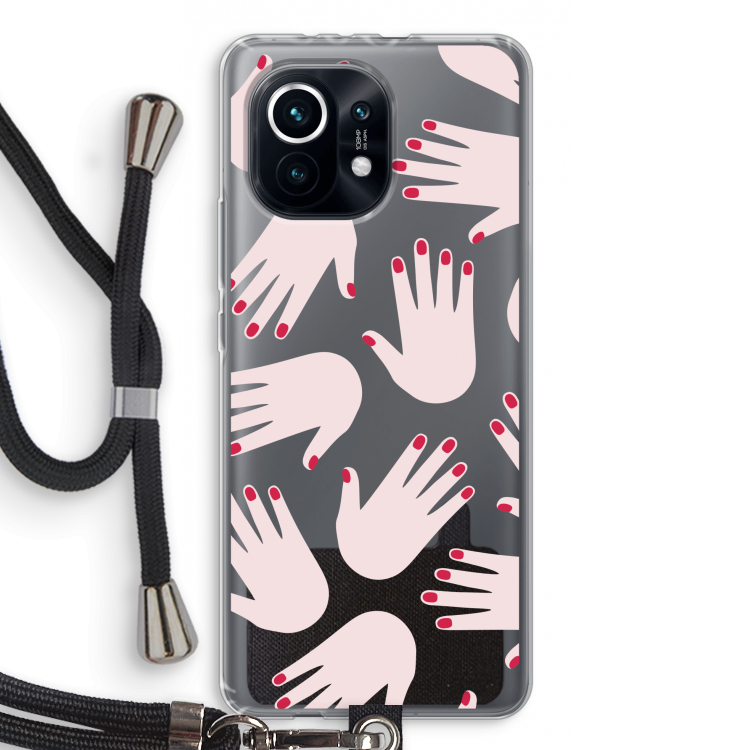 Hands pink: Xiaomi Mi 11 Transparant Hoesje met koord