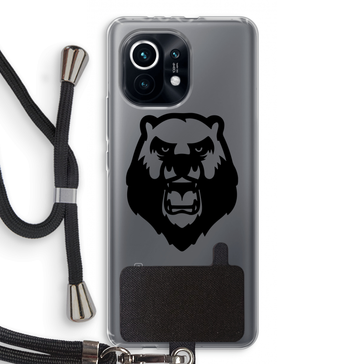 Angry Bear (black): Xiaomi Mi 11 Transparant Hoesje met koord