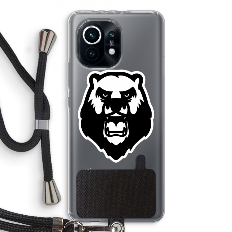 Angry Bear (white): Xiaomi Mi 11 Transparant Hoesje met koord