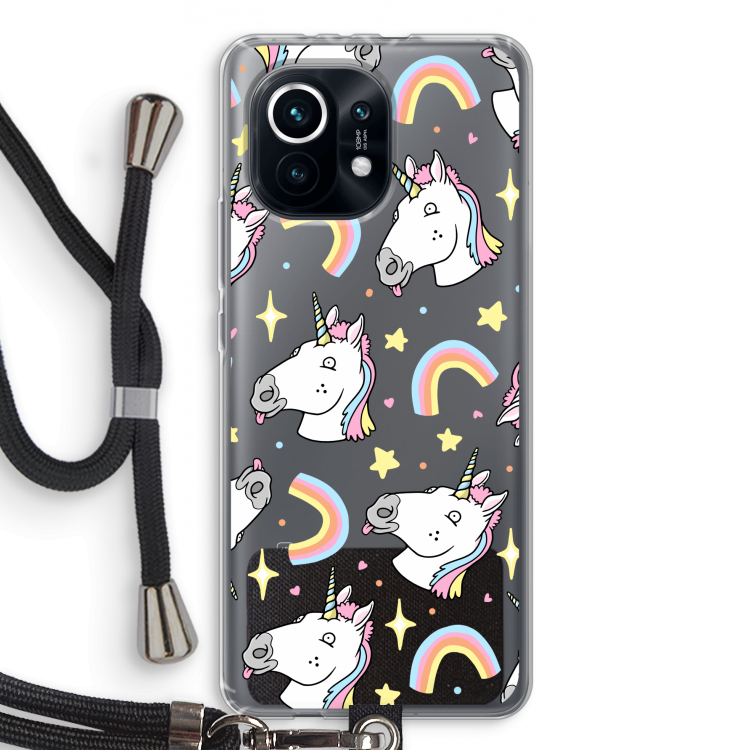 Rainbow Unicorn: Xiaomi Mi 11 Transparant Hoesje met koord